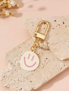 1pc Unisex Alloy Smiling Face Keychain Pendant, Cute Charm Keyring Accessory For Couples & Bags - Multicolor - View 9