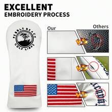 白色皮革高尔夫球杆头套，防水，高尔夫配件及礼品 - 白色 - 查看 4