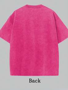 Vintage Wash Tee Black Trust In God Glory To God Inspirational Quote Casual Daily Wear Crew Neck Tee - 粉色 - 查看 4