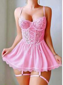 Exquisite, Alluring And Sweet Lingerie With A Sexy And Charming Style - Pink - View 3