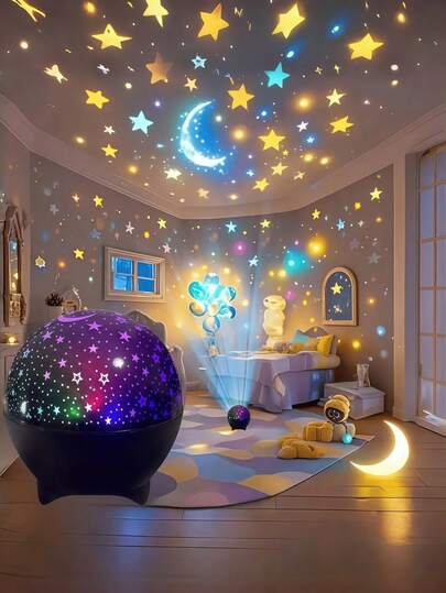 月亮星空投影灯，变色夜灯，适用于圣诞节、卧室装饰、派对、生日、送礼——时尚设计，营造氛围和照明，夜灯