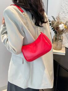 Fashion Versatile Casual Retro Minimalist Shoulder Bag - Red - View 5
