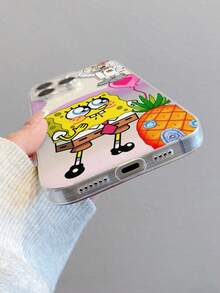 SPONGEBOB 1个时尚创意简约菠萝、爱心、海绵宝宝、松鼠图案彩绘防震透明手机壳，适用于三星/11/12/12 Pro Max/14 Pro Max/15/15 Pro/16/16 Pro Max/17 及其他型号 - 彩色 - 查看 7