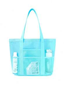 1 Piece Summer Simple Mesh Holiday Beach Bag Multi-Pocket Large Capacity Waterproof Shoulder Tote Bag Suitable For Multiple Scenes, Swimming Storage Bag, Travel, Vacation, Beach, Shopping Bag Mother'S Day Gift Summer Beach Bag For Mom , Beach Bag - 彩色 - 查看 7