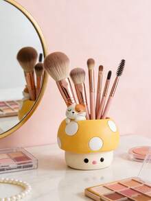 1pc Cute Style Makeup Storage Bucket, High-Quality Cosmetic Storage Box Suitable For Vanity And Dressing Table, Sturdy Desktop Organizer Rack For Bathroom And Bedroom, Great For Storing Makeup Brushes, Lipsticks, Cosmetic Tools - Multicolor - View 7