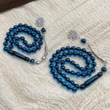 1 pièce Bracelet de chapelet unisexe à 33/45 perles, convient aux couples, décoration décontractée, grains de prière musulmans, couleur unie, élégant - Multicolore - Voir 3