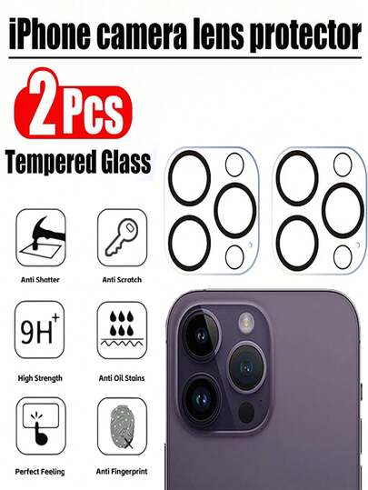 2 Pieces Transparent Mobile Phone Camera Lens Protective Film, Compatible With IPhone 11/12/13/14/15/16/17/17Air/17Pro/17ProMax, 9H Hardness/High-Definition Transparent/Scratch Resistant/Anti-Collision/Easy To Install, Suitable For Daily Office Work Or Gift Giving [Phone Accessories]