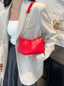 Fashion Versatile Casual Retro Minimalist Shoulder Bag - Red - View 4