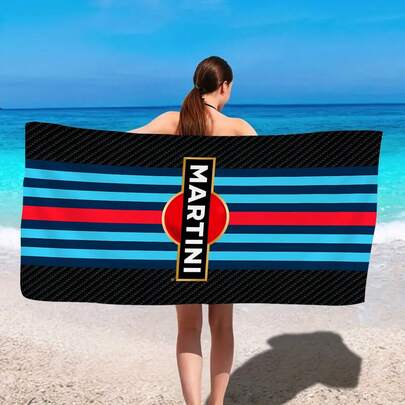 MARTINI 活力条纹沙滩巾，以其现代简约的设计，点亮您的每一次旅程。采用超细纤维材质，吸水性强，速干性能好，是沙滩日光浴、游泳派对和户外露营的便捷时尚伴侣。