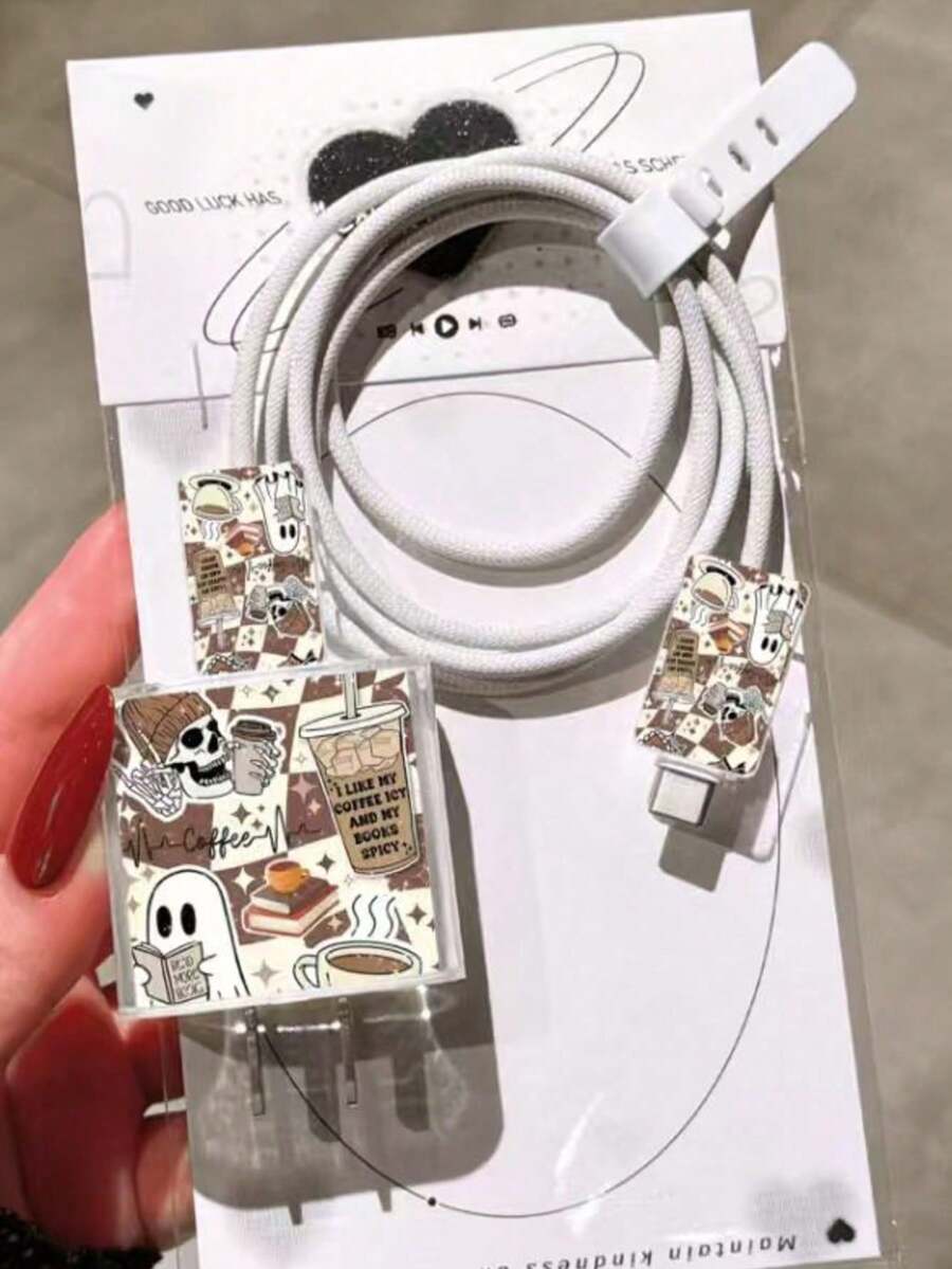 Ghost Everyday Data Cable Protector Compatible With Apple Data Cable, Suitable For 18-20W Charger Protective Case, Anti-Breakage And Anti-Scratch - Clear - View 1