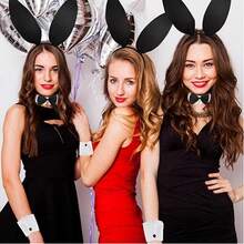 5pcs Cute Rabbit Costume Accessories Set, Including Rabbit Ear Headband, Bow Tie, Cuffs, Tail, Suitable For Cosplay, Party Decoration And Props - Multicolor - View 5