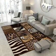 Retro Leopard Print Flannel Carpet, 2D Digital Printing, Non-Slip Rubber Bottom, Multiple Sizes Available. Suitable For All Seasons, Washable, Machine Washable, Comfortable, Unique, Suitable For Him, Her, Family Members, Boyfriend, Girlfriend, Father, Family Members, Mother, Lover, Daughter, Son, Grandfather, Grandmother, Teacher, Doctor, Nurse, Friend, Classmate, Pet. As Birthday Gifts, Household Items, Wedding Items, Souvenirs, Home Decoration, Daily Life, Office Decoration, Birthday, Anniversary, Valentine's Day, Thanksgiving, Graduation Season, Christmas, Halloween, Mother's Day, Father's Day, Wedding, New Year Gift Decoration. Suitable For Shopping Centers, Restaurants, Kitchens, Bathrooms, Living Rooms, Bedrooms, Corridors, Balconies, Outdoor Doors, Door Mats, Entrance Mats, Non-Slip Mats, Offices, Cafes, Piano Room Floor Decoration - 多色14 - 查看 4