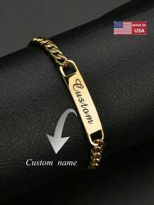 Personalized Carved Name ID Pattern Bracelet, Women's Bracelet Suitable For Daily Holiday Parties, The Best Gift To Give To Friends - Multicolor - View 1