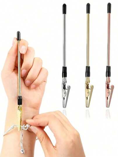 2/1pc Multi-Color Bracelet Wearing Assistant Tool, Bracelet Wearing Auxiliary Tool, Accessory Assistant Tool, Stainless Steel Bracelet Clasp Clip Assistant, Portable Bracelet Clasp Closing Assistant, Women's Knuckle Alligator Clip, Jewelry Tool, Fixing And Hanging Device For Jewelry Bracelets And Necklaces, Jewelry And Hanging Tool Bracelet Accessories, Adjustable Bracelet Clasp - Women's Easy-To-Use Jewelry Assistant, For Adjusting Necklace And Bracelet Clasps And Zippers, Jewelry Wearing Assistant