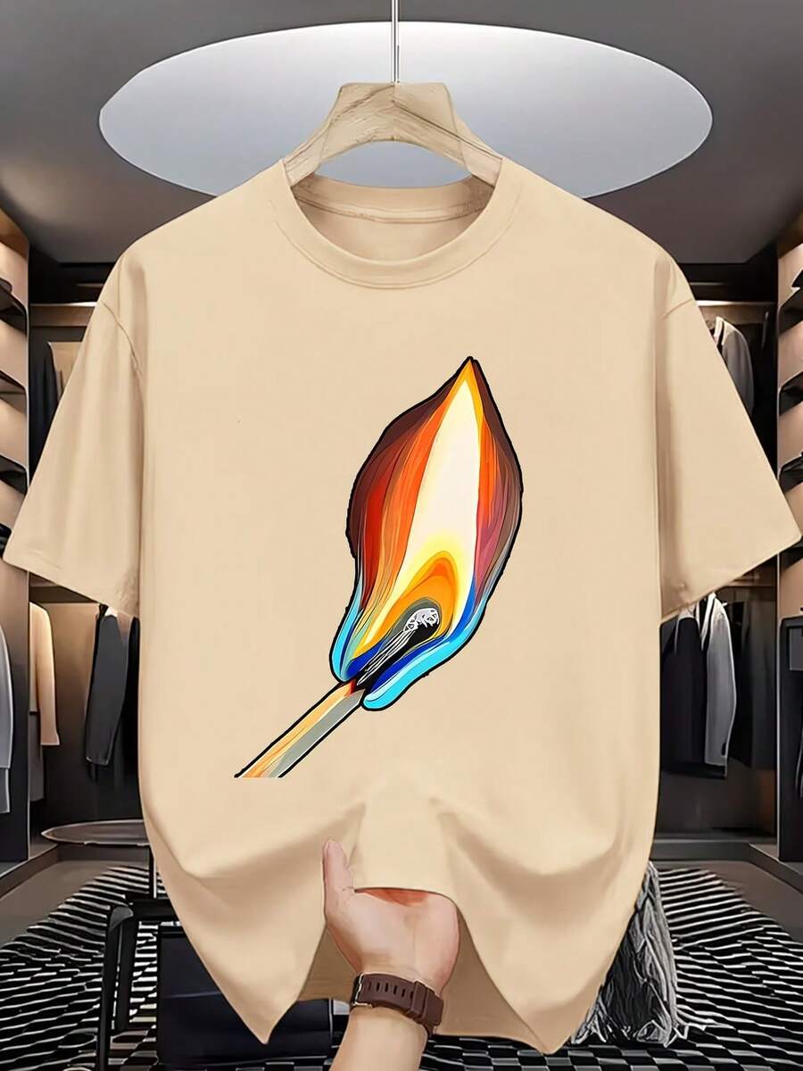 Matchstick T-Shirt, Unisex Shirt, Men's And Women's Blouse, 100% Cotton, Top Premium Streetwear, New Release, Immediate Shipping, Various Colors!! - 米色 - 查看 1