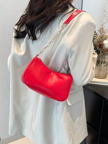 Fashion Versatile Casual Retro Minimalist Shoulder Bag - Red - View 3