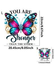 1片/2片/3片装钻石蝴蝶热转印贴纸，DIY热压贴花，适用于T恤、牛仔裤、背包等，耐用且可水洗 - L - 查看 3