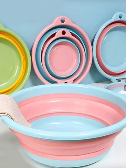 1 Set Portable Foldable Wash Basin, Vegetable Basin, Foot Basin, Easy To Clean, Lightweight And Expandable, Suitable For Home, Dorm And Outdoor Camping Travel. Used As Camping Sink And Home Laundry Basin, Water Container, Fruit And Vegetable Washing Basin, Cleaning Supplies - Thickened Plastic Folding Foot Basin And Washing Basin - Back To School Essential. Folding Basin, Folding Basin Set