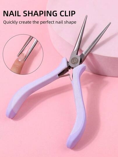 Purple Handle Long Pointed Nail Shaping Pliers, Nail Extension Shaping Clamp, Nail Extension Tool
