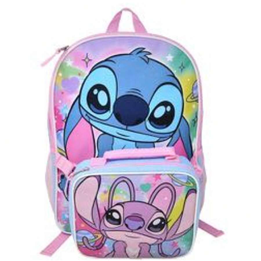 Disney Stitch And Angel 16" Shoulder Backpack For School With Rectangular Lunch Bag, For Girls - Nhiều màu - Xem 1