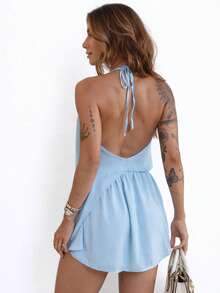 Conjunto Shorts Saia Feminino com Blusa Decote V Look Moderno e Confortável - Visão 3