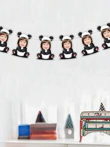 7/14/21pc Customized Cute Panda Banners,Personalized Panda Theme Banners,Birthday Party Decorations,Custom Face Photo Banner,Panda Home Wall,Event Party Decorations Banner - Multicolor - View 6
