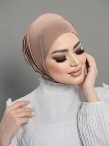 1顶时尚休闲优雅速戴头巾帽，经典简约风格，柔软透气的莫代尔面料，适合日常生活、节日、祈祷等场合。 - 多色 - 查看 4