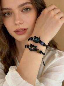 1/2/7/10/20/30/50颗装 多色可爱大眼睛小黑猫树脂珠，适用于DIY手链项链首饰制作材料 - 貓咪 - 查看 6