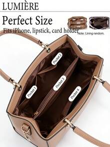 Ladies' Handbag With Pom Pom Pendant, Best Mother's Day Gift Ideas, Mother Day Gifts, Mom Gifts, Mommy's Essentials, Mommy Bag For Going Out - Màu Khaki - Xem 11