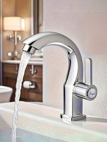 Single Handle Bathroom Sink Faucet, Suitable For Bathroom And Kitchen Countertop Installation, Available In Silver And Black