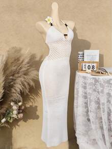 Women's Solid Color Minimalist Everyday Sexy Bodycon Dress - White - View 3