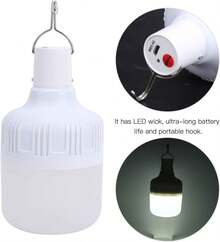 Portable Solar LED Bulb Lamp, Versatile Solar And Electric Charging Spotlight For Outdoor Use, Suitable Lighting - Blanco - View 2