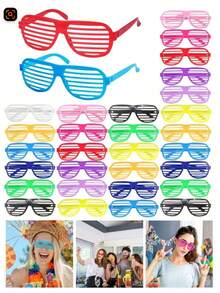 Venetian Blind Masquerade Party Glasses, Frameless - Multicolor - View 4