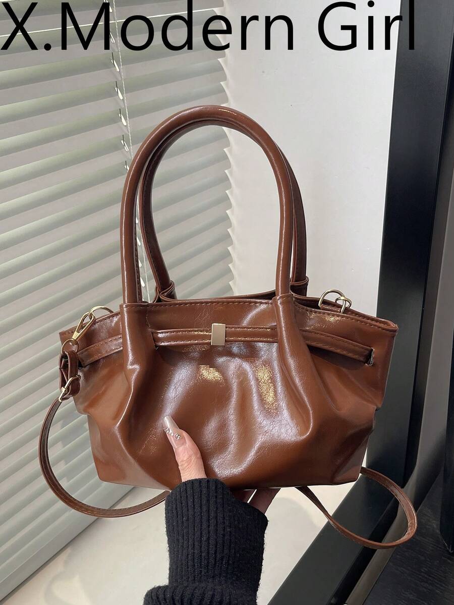 2026 New Korean Fashion Versatile Shoulder Bag, Simple Bucket Bag - Brown - View 1