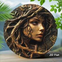 HELLOYOUNG Vintage Metal Tree Face Wall Art - 2D Flat Printed Retro Iron Wall Sign With 8 Inch Colorful Floral Design, Durable Indoor Outdo - TYA34846-20x20cm - Xem 2