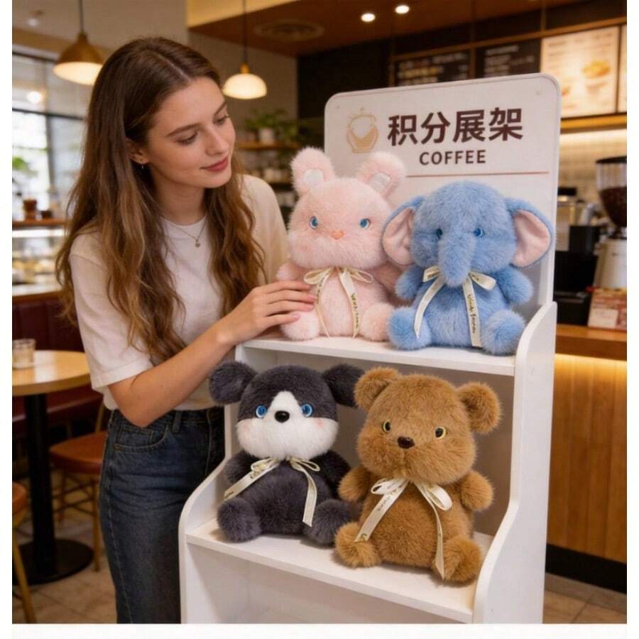 1个可爱柔软的毛绒泰迪熊、哈士奇、兔子、大象玩偶，14厘米，安抚玩偶，学习伙伴，生日礼物 - 14公分 - 查看 1