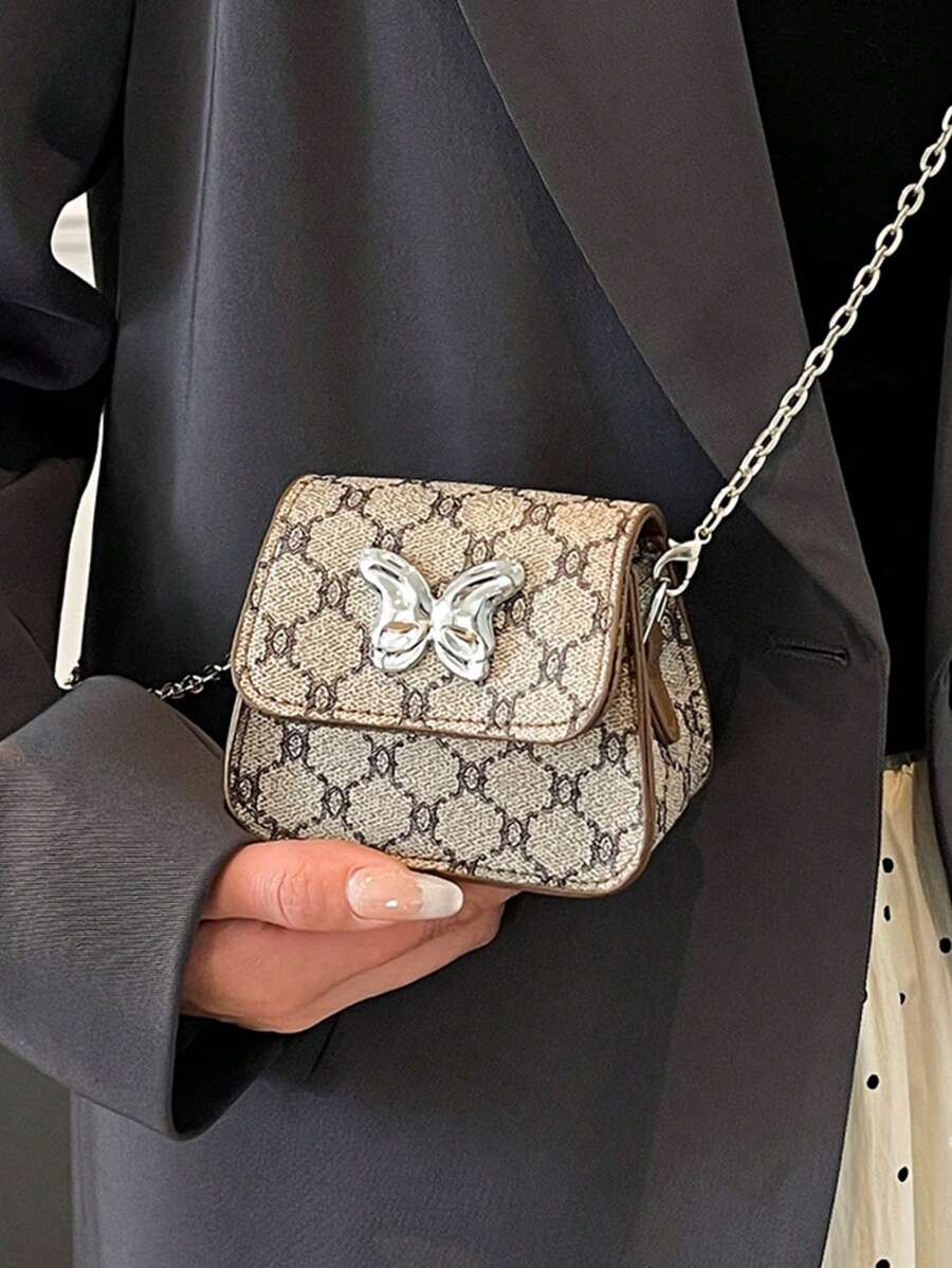 女士单肩腋下斜挎迷你口红包 - 棕色 - 查看 1