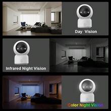 Smart 3MP One Click Call Security Camera 355 ° PTZ With Auto Tracking Two-Way Audio And Color Night Vision Function USB Power Supply Intelligent Security Monitoring Indoor Camera Pet Monitor Suitable For Home Security Pet Monitoring Care Monitoring - White - View 7