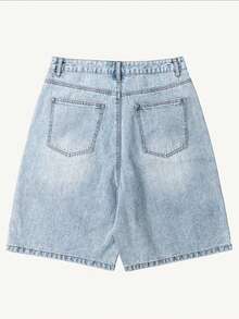 Quần short denim ống đứng thời trang dành cho thanh thiếu niên - Rửa nhẹ - Xem 3