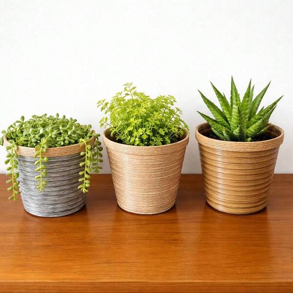 Vaso de Plantas Pequeno 2 litros Rústico Decorativo de Plástico Vaso Plantio para Planta Decoração Jardim
