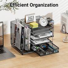Aimall Office File Rack Storage Rack, Multi-Layer Desktop Storage Rack, Office Supplies File Storage Rack - Black - View 10