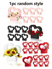 5/3/1个装心形花卉礼盒 - 优雅纸花束包装，适用于婚礼、生日、母亲节、教师节等场合 - 非常适合盛放玫瑰、康乃馨和小花束 - 彩色 - 查看 14