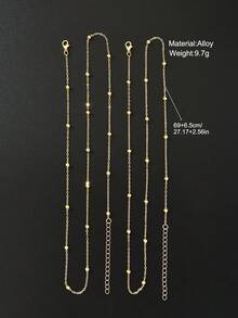 17KM 2 piezas Conjunto básico de cadena de cintura y cadena corporal de moda simple, cadena de cintura para mujeres, parejas, hermanas, adecuado para vacaciones de verano, citas, regalos, uso casual, fiestas a juego - Amarillo Oro - Ver 6