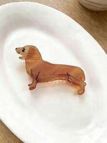 1个可爱卡通动物醋酸纤维腊肠犬绵羊犬发夹爪形发卡，适用于盘发造型 - 彩色 - 查看 5