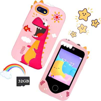 儿童玩具手机，男女皆宜的益智拼图玩具，配备双摄像头、2.8英寸触摸屏，内置游戏、音乐播放器，支持32GB SD卡，是一款寓教于乐的儿童学习手机，是3-12岁儿童的最佳礼物。