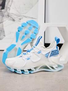 Women's Breathable Hollow-Out Sports Shoes, Blade Sole Casual Running Sneakers, Lace-Up - White - View 4