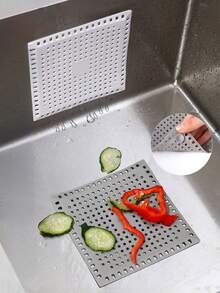 2 piezas/1 pieza Cubierta de drenaje cuadrada, atrapapelos, cubierta protectora para desagüe de baño y cocina - A - Ver 1