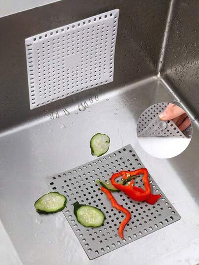 2 piezas/1 pieza Cubierta de drenaje cuadrada, atrapapelos, cubierta protectora para desagüe de baño y cocina
