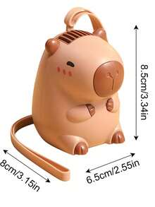 Mini Ventilador Fan USB Recargable Portátil Capibara Colgante al Cuello - Camel - Ver 3
