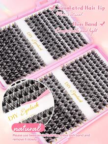 384pcs Fluffy DIY Eyelash Extension Kit, 8-16mm Mixed Length, Single Lash, C Curl, Includes Eyelash Glue, Sealer And Eyelash Extension Tools, Easy To Use At Home, Halloween - Black - View 6